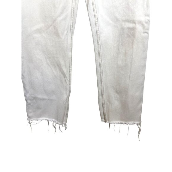 Zara Off White Jeans Size 4‎ High Waist Straight Leg Button Fly Cotton Raw Hem - Picture 5 of 9